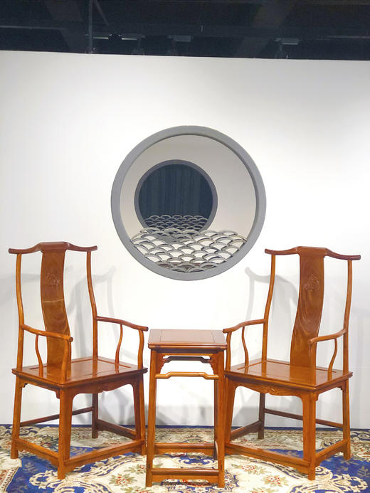 红桥红  家具严选  缅甸花梨（大果紫檀）【上博四出头官帽椅 三件套】 商品图2