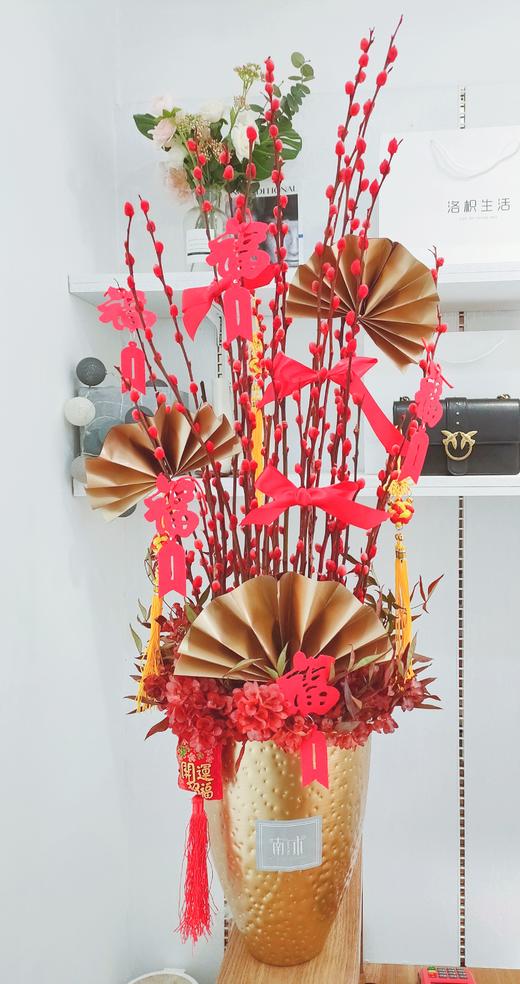【超值新年款】*中国风金属聚宝插花桶18W1038/金色高款福桶 商品图9