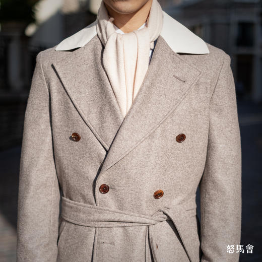 阿拉善白绒纯山羊绒水波纹浅云驼色围巾 商品图4