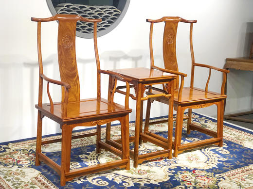 红桥红  家具严选  缅甸花梨（大果紫檀）【上博四出头官帽椅 三件套】 商品图4