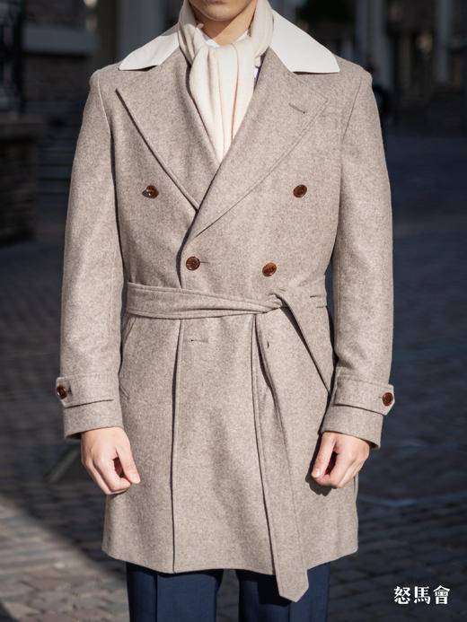 阿拉善白绒纯山羊绒水波纹浅云驼色围巾 商品图3