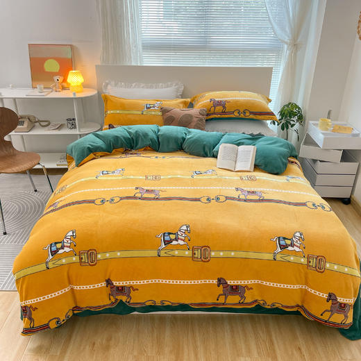 【欧贝尔专场】欧式风牛奶绒四件套 商品图0