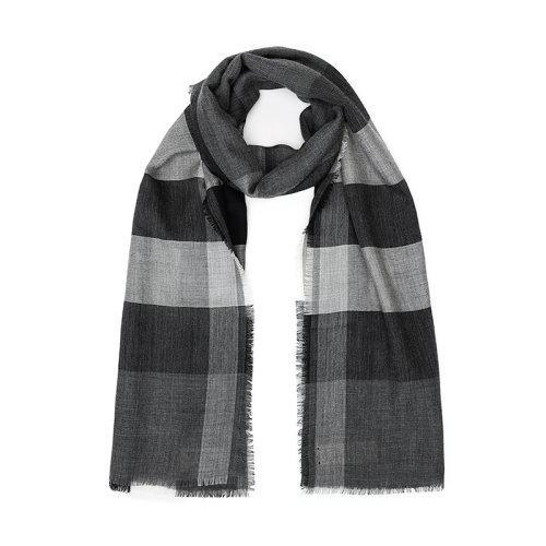 【国内现货】BURBERRY/博柏利 男女通用款中调灰色格纹羊绒围巾 39997101 商品图4