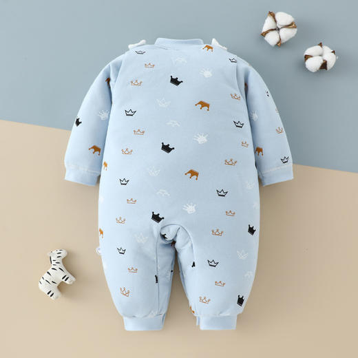 【纯棉当道 妈妈放心】A类纯棉婴儿连体衣秋冬保暖加厚棉质夹棉新生儿衣服爬服婴儿宝宝哈衣 商品图2