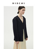 HIDEMI 黑色斜纹羊毛厚款V领收腰西装外套 商品缩略图4