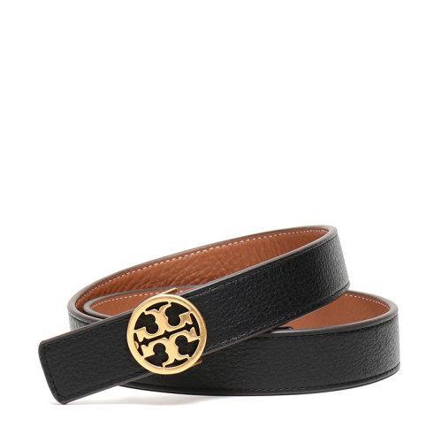 Tory Burch/汤丽柏琦 女士黑色棕色皮革双T金色板扣式双面皮带腰带 56643 商品图0