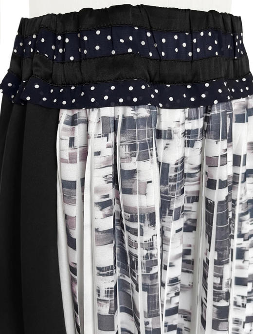 TYNVIE 百褶拼接高腰半身裙 - 蓝色印花 商品图4