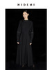 HIDEMI 黑色明线设计感廓形袖收腰显瘦连衣长裙 商品缩略图0