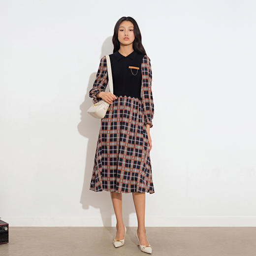 诗篇拼接款长连衣裙6C31306170 商品图1