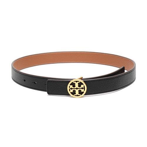 Tory Burch/汤丽柏琦 女士黑色棕色皮革双T金色板扣式双面皮带腰带 56643 商品图3