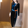AHM  as7759洋气拼色大码金丝绒裙套装【限量】 商品缩略图2