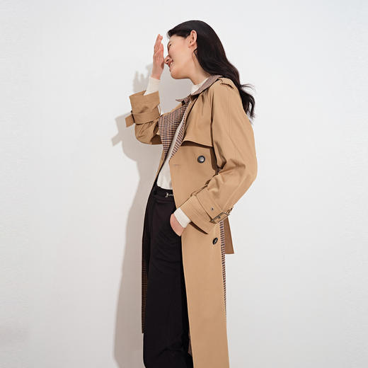 诗篇皮拌扣长款风衣6C31307030 商品图2