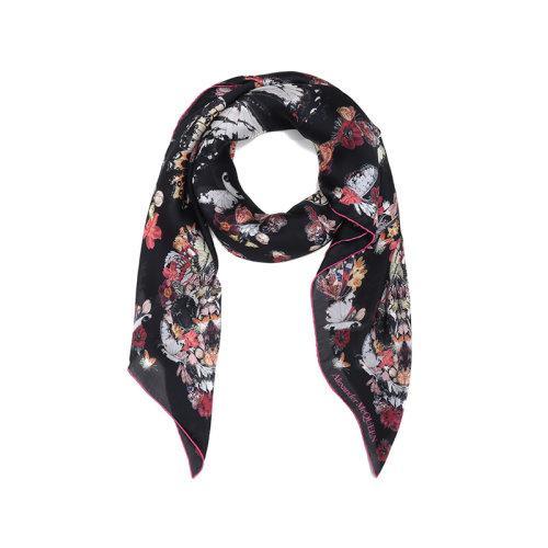【国内现货】Alexander McQueen/亚历山大麦昆 2021款 女士桑蚕丝方巾丝巾围巾 639612 3011Q 商品图2