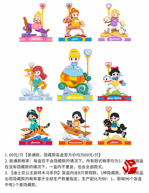 【停购】52TOYS 迪士尼公主 旋转木马 8只/盒 盲盒 商品图0