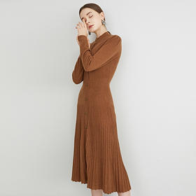 【服饰鞋包】-法式温柔风毛衣裙 秋冬羊毛裙复古气质收腰针织百褶连衣裙女