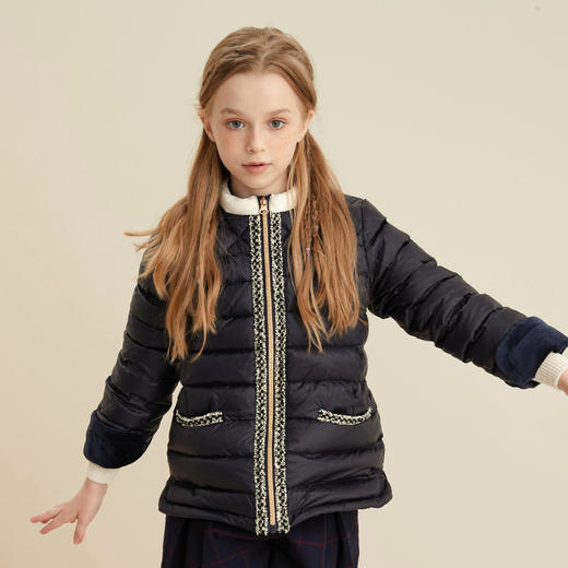 【小香风90白鹅羽绒服】21年秋冬新品女童羽绒服小香风保暖羽绒外套 商品图3