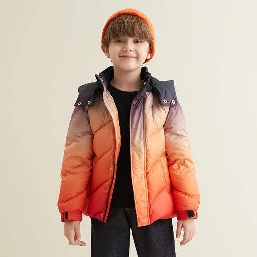 【童装连帽渐变色羽绒服】21年男童90白鹅绒羽绒服潮流渐变色保暖外套 商品图5