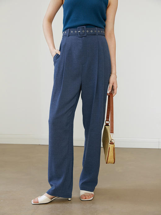 HeyDress直筒裤女高腰垂感薄款宽松阔腿裤拖地长裤休闲西装裤 商品图0