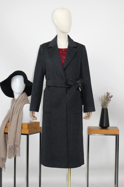 FOCALS福柯斯冬季新款修身中长款纯色羊毛羊绒大衣外套FYBDK823AN 商品图5