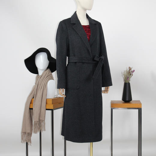 FOCALS福柯斯冬季新款修身中长款纯色羊毛羊绒大衣外套FYBDK823AN 商品图1
