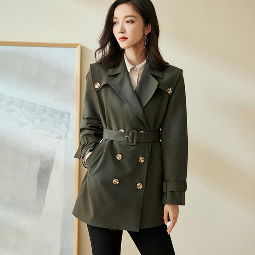 剩L/XL/XXL 米思阳2026春季新款英伦风时尚帅气系带收腰风衣女 商品图1