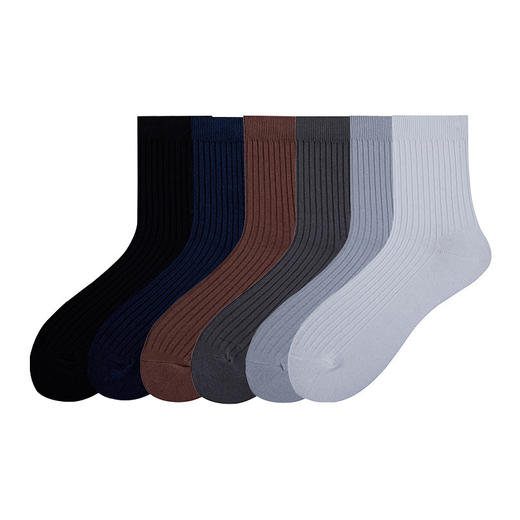 【日用百货】袜子男秋冬98%纯棉中筒袜吸汗防臭商务男袜纯色双针男士棉袜 商品图4