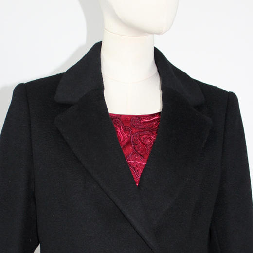 FOCALS福柯斯冬季新款修身中长款双排扣羊毛大衣外套FYBDK797N1 商品图3