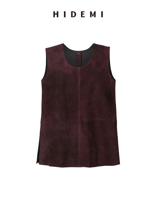 HIDEMI 勃艮第红麂皮套装 纽扣式背心/半身长裙 商品图12