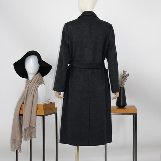 FOCALS福柯斯冬季新款修身中长款纯色羊毛羊绒大衣外套FYBDK823AN 商品图2