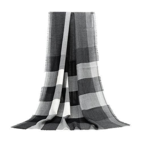 【国内现货】BURBERRY/博柏利 男女通用款中调灰色格纹羊绒围巾 39997101 商品图1