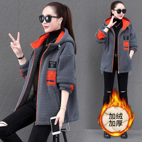 SP-2-1513潮牌羊羔绒外套2021年新款女秋冬颗粒羊羔毛休闲百搭加绒加厚卫衣