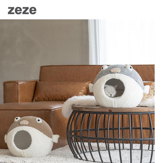 zeze河豚猫窝四季通用半封闭猫咪窝房子别墅猫咪用品【海洋系列】 商品图0