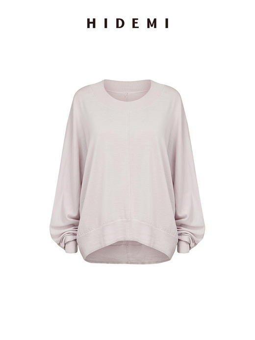 HIDEMI 美利奴羊毛廓形落肩宽松毛衣/奶茶色/香芋粉紫 商品图12
