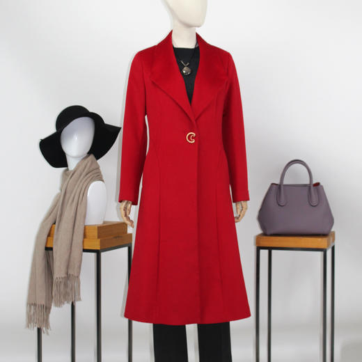 FOCALS福柯斯冬季新款修身长款纯色羊毛双面呢大衣外套FYJDK790R1 商品图0