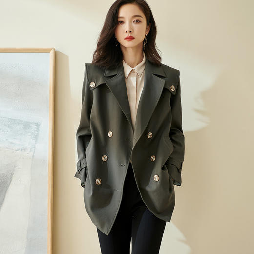 剩L/XL/XXL 米思阳2026春季新款英伦风时尚帅气系带收腰风衣女 商品图2