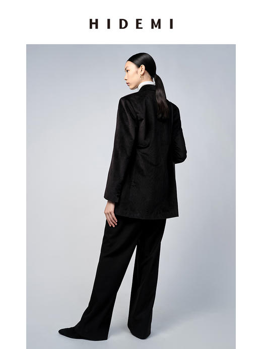 HIDEMI 黑色日本丝绒廓形两粒扣多穿式西装 商品图7