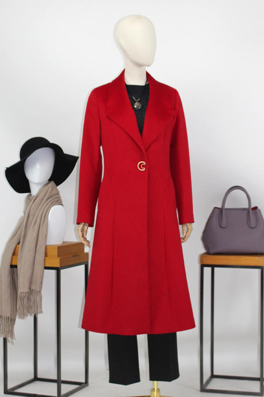 FOCALS福柯斯冬季新款修身长款纯色羊毛双面呢大衣外套FYJDK790R1 商品图5