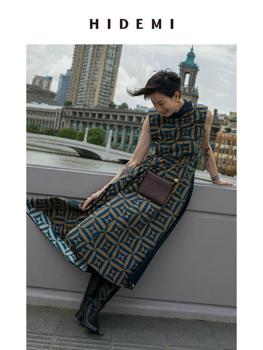 HIDEMI 牛漆皮/牛皮方尖头擦色做旧感女鞋中跟增高长靴 商品图9