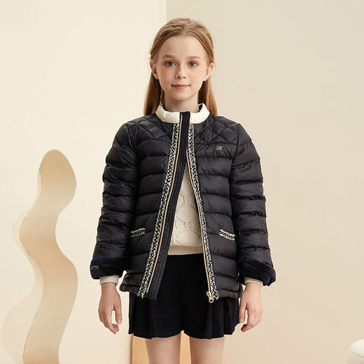 【小香风90白鹅羽绒服】21年秋冬新品女童羽绒服小香风保暖羽绒外套 商品图2