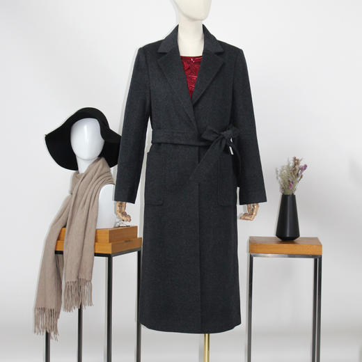 FOCALS福柯斯冬季新款修身中长款纯色羊毛羊绒大衣外套FYBDK823AN 商品图0