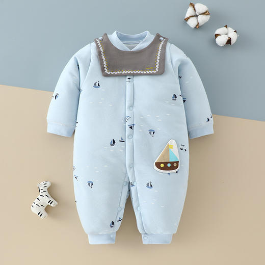 【纯棉当道 妈妈放心】A类纯棉婴儿连体衣秋冬保暖加厚棉质夹棉新生儿衣服爬服婴儿宝宝哈衣 商品图0