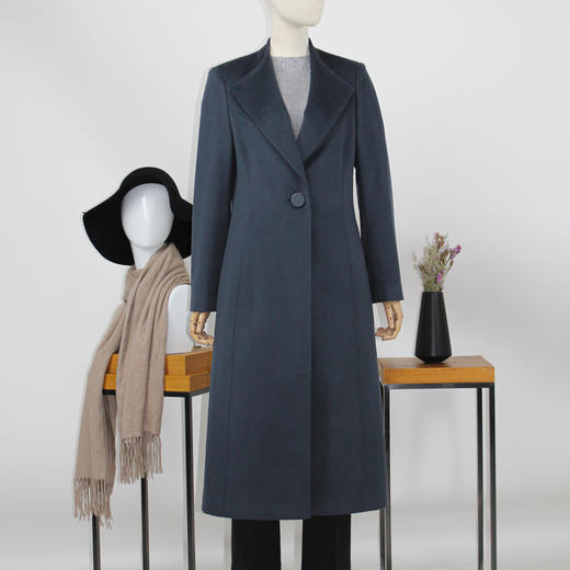 FOCALS福柯斯冬季新款修身长款纯色羊毛大衣外套FYJDK910BA 商品图0