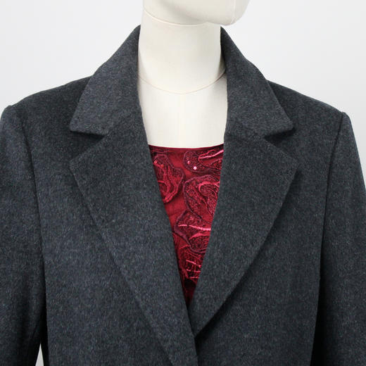 FOCALS福柯斯冬季新款修身中长款纯色羊毛羊绒大衣外套FYBDK823AN 商品图3