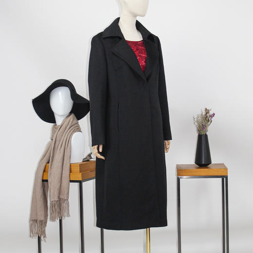 FOCALS福柯斯冬季新款修身长款纯色羊毛双面呢大衣外套FYQDK710N1 商品图1