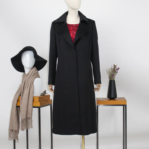 FOCALS福柯斯冬季新款修身长款纯色羊毛双面呢大衣外套FYQDK710N1 商品图0