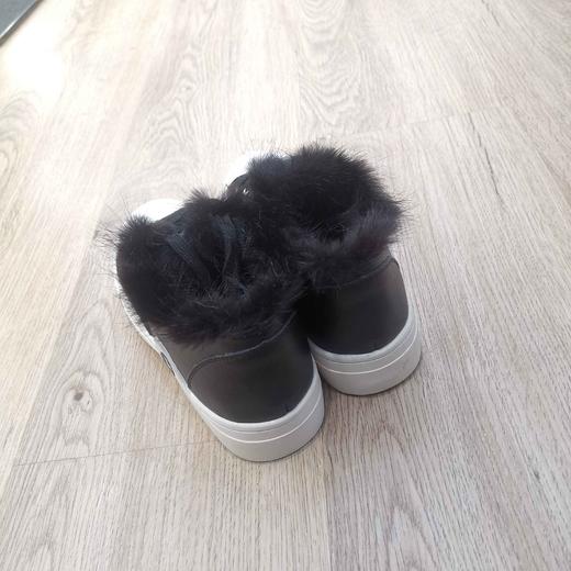 微瑕疵轻微色差，bb402冬季牛皮绒里板鞋兔毛边女棉鞋 商品图6