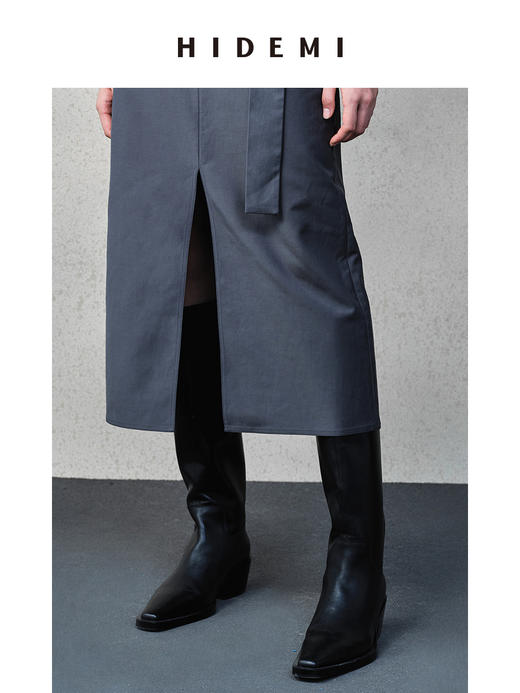 HIDEMI 牛漆皮/牛皮方尖头擦色做旧感女鞋中跟增高长靴 商品图12