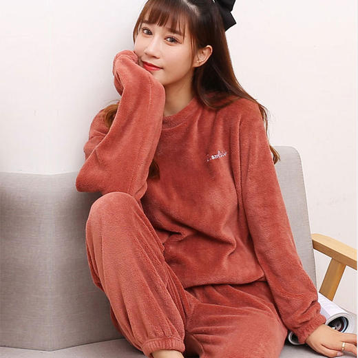 2021秋冬新款加厚闺蜜仙女暖暖裤套装女日系长袖睡衣加绒加厚珊瑚绒家居服 商品图3