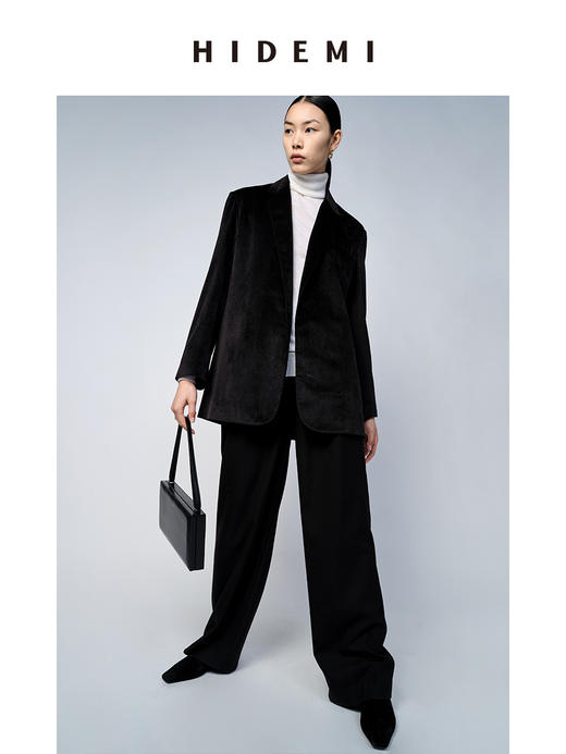 HIDEMI 黑色日本丝绒廓形两粒扣多穿式西装 商品图9