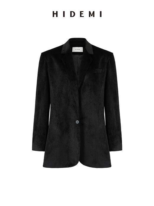 HIDEMI 黑色日本丝绒廓形两粒扣多穿式西装 商品图10